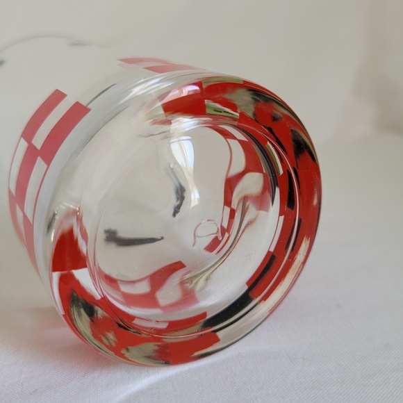 Hazel Atlas Vintage Scottie Terrier Dog and Red Check Juice Glass Approx 5x2.5" - Picture 6 of 7